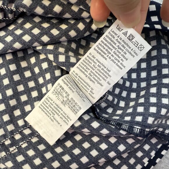 J Crew Shirt Womens Small Dark Blue Check Deep V Neck Office Professional - Picture 4 of 9